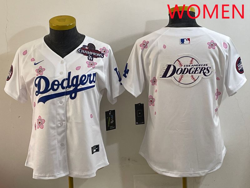 Women Los Angeles Dodgers Blank White Sakura Edition 2025 Nike MLB Jersey style 26